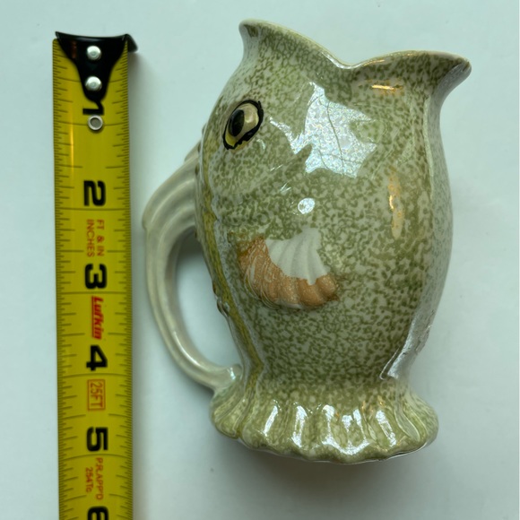 Vintage Koi fish ceramic greenish creamer. Made in Japan - Picture 5 of 6